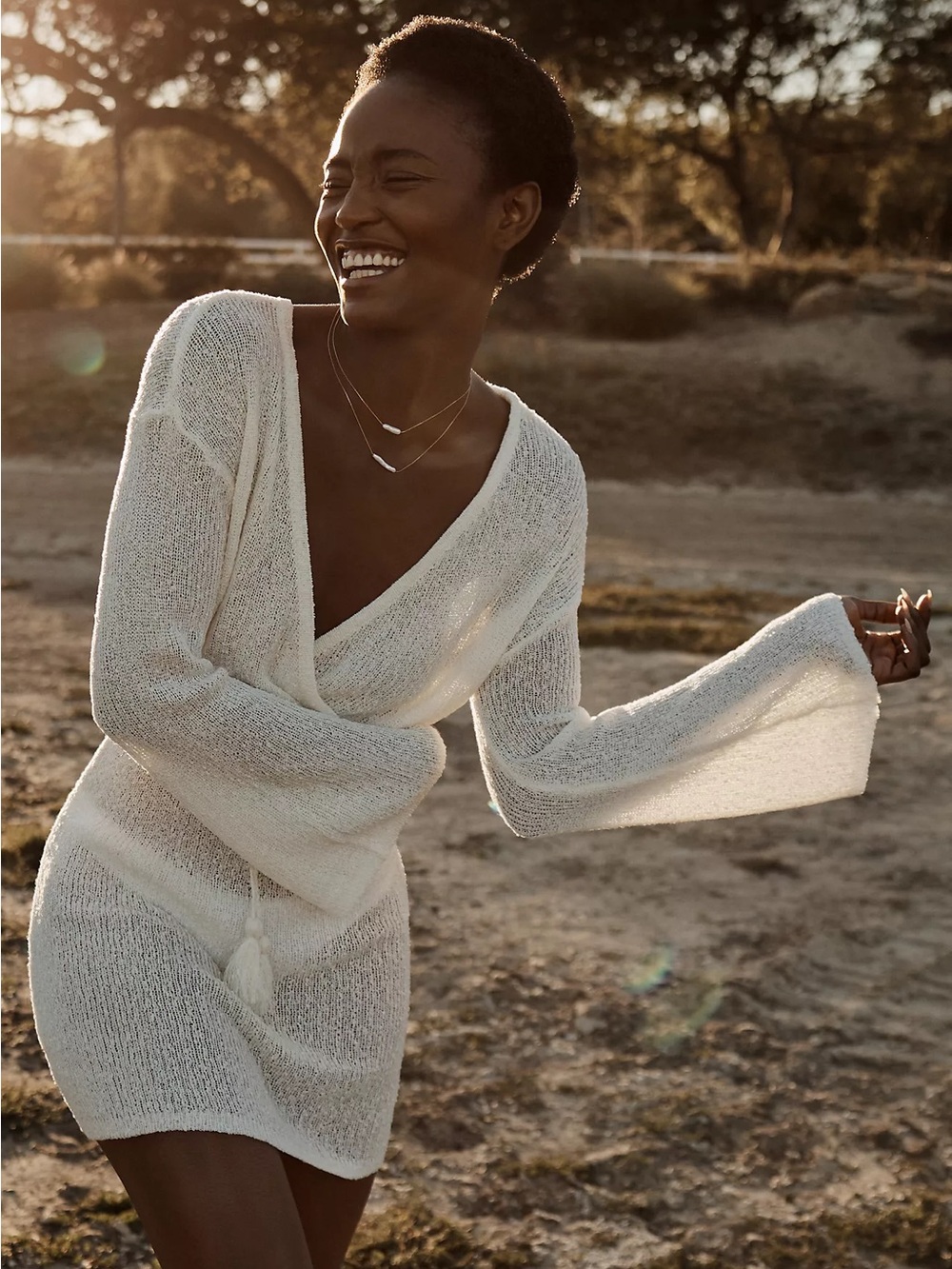 l*space Ivory Open-Knit Coverup Top